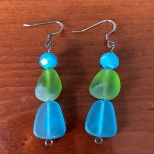 Beautiful Handcrafted Sea Glass Drop Earrings